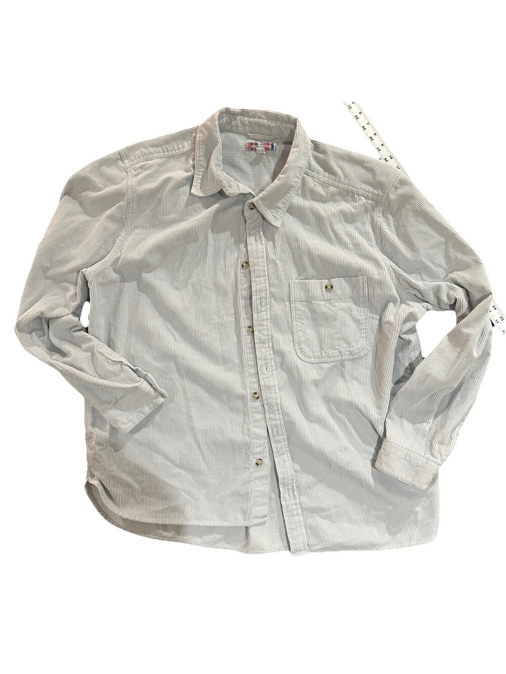 Vintage Urban Outfitters Corduroy Button Up Shirt Mens XL Gray Long Sleeve Y2K